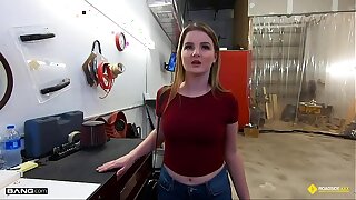 Roadside - Busty Tow-haired Fucks Mechanic To Pay The Bill